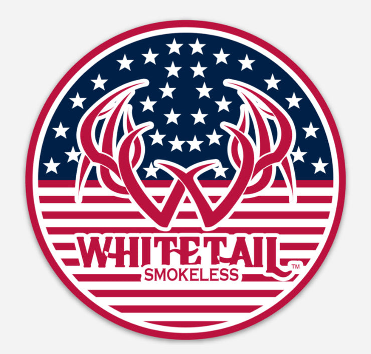 American Flag Whitetail Smokeless Logo Sticker